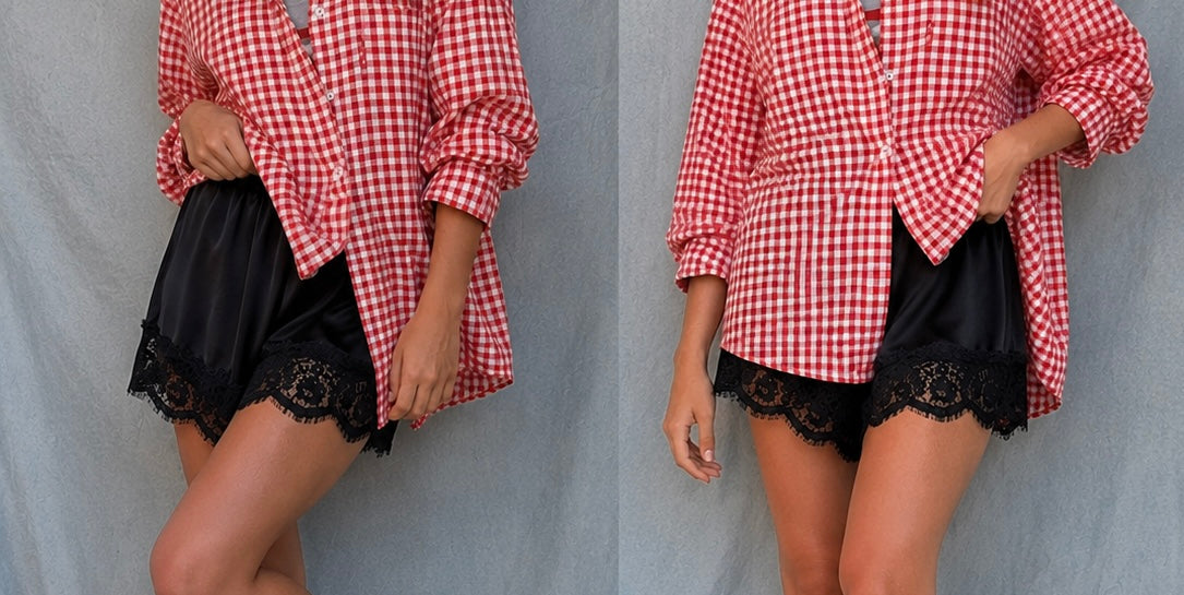 Midnight Romance Lace Accent Casual Shorts