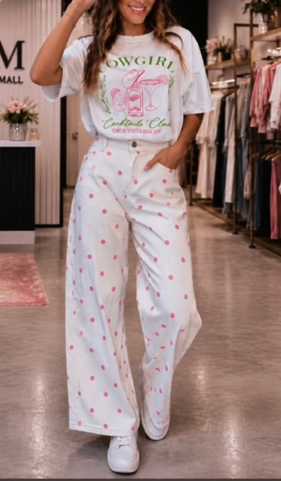 Karla Polka Dot Ankle Length Barrel Jeans