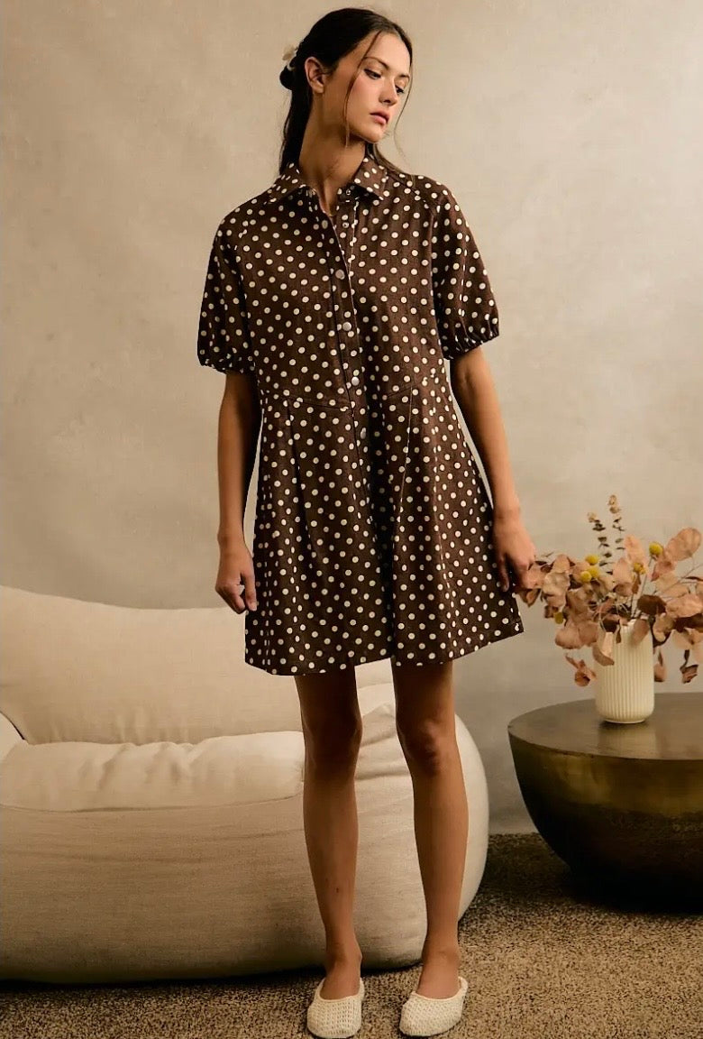 Espresso Yourself Polka Dot Dress