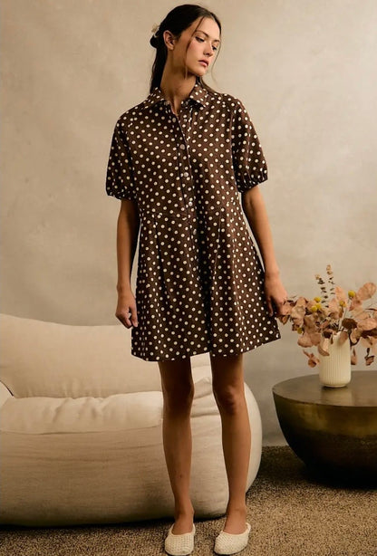 Espresso Yourself Polka Dot Dress