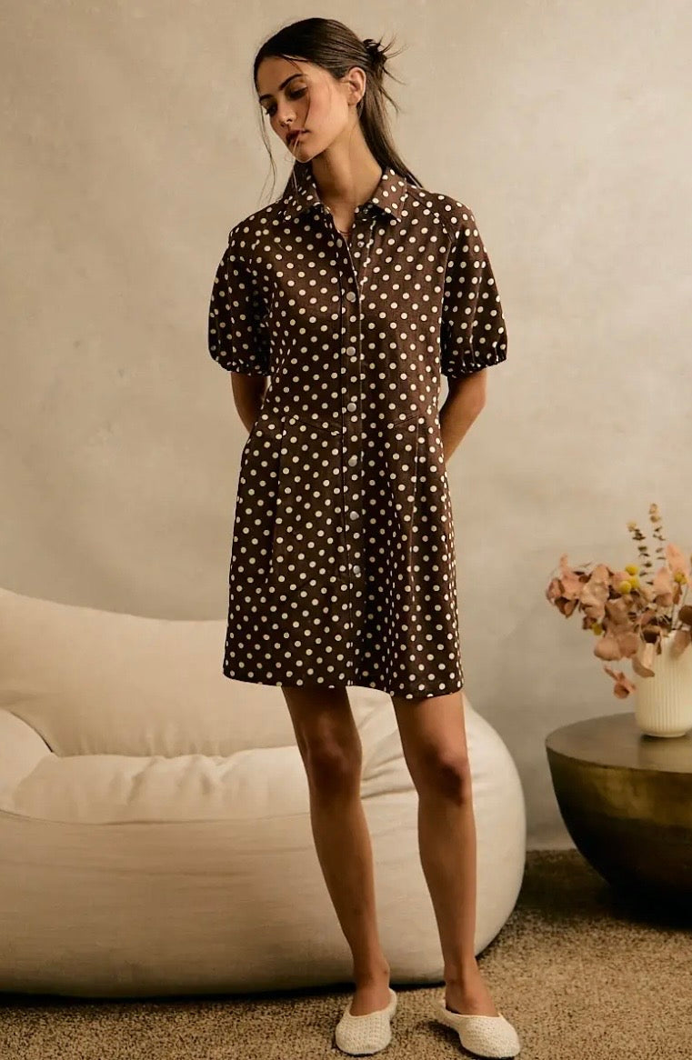 Espresso Yourself Polka Dot Dress