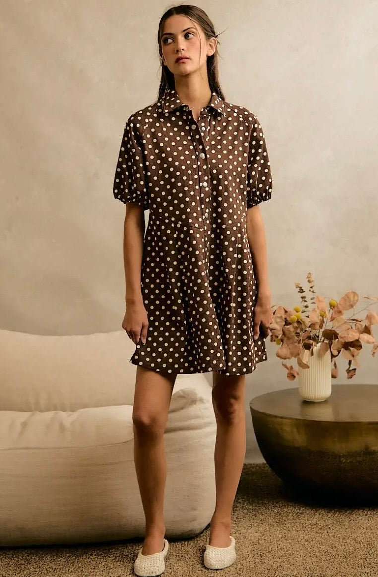 Espresso Yourself Polka Dot Dress