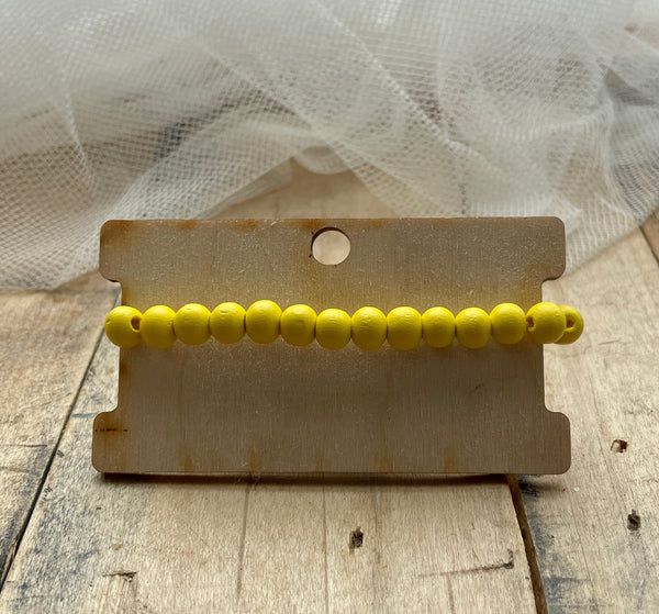 yellow wood bead stretch bracelet