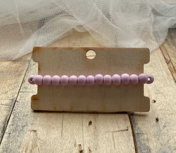lilac wood bead stretch bracelet