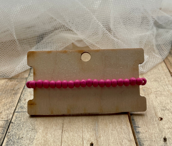 pink wood bead stretch bracelet