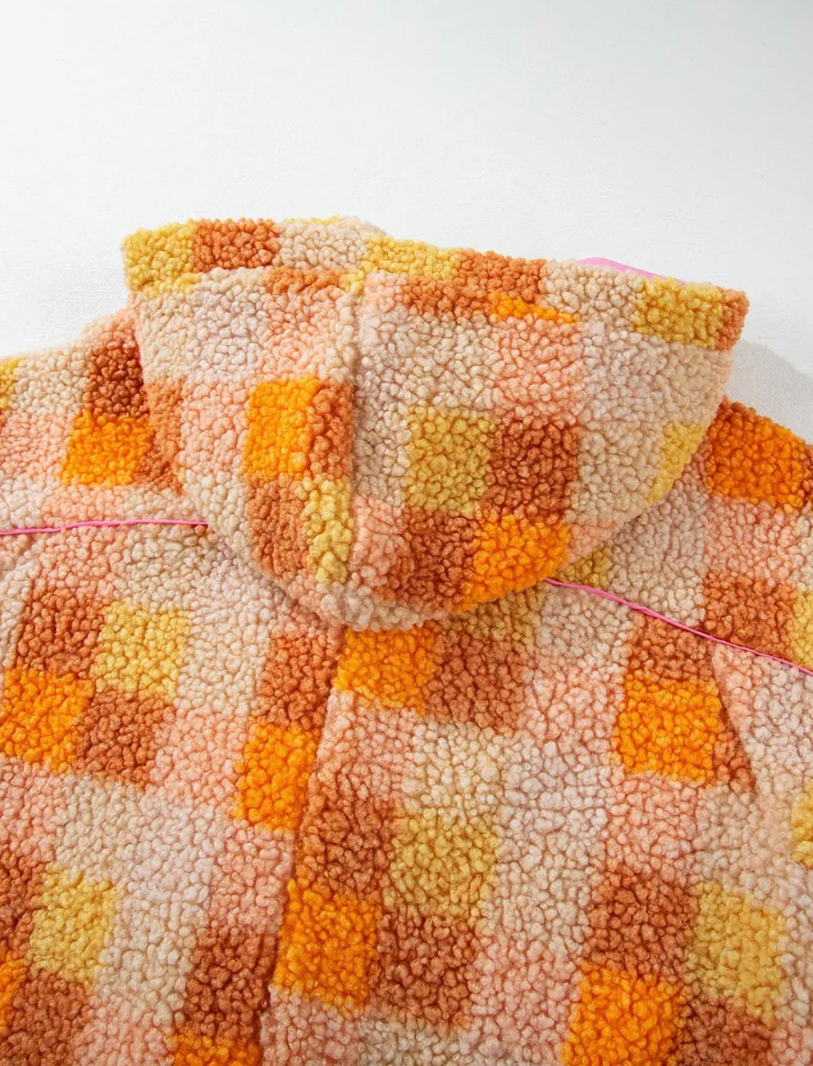 Sunset Sweetheart Sherpa Jacket/Women's Pink & Orange Plaid Sherpa Jacket | Cozy Fall Shacket