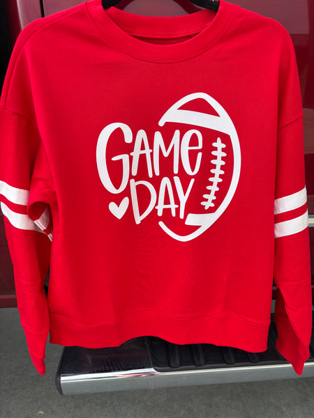 Game Day Stripe Sleeve Sweatshirt