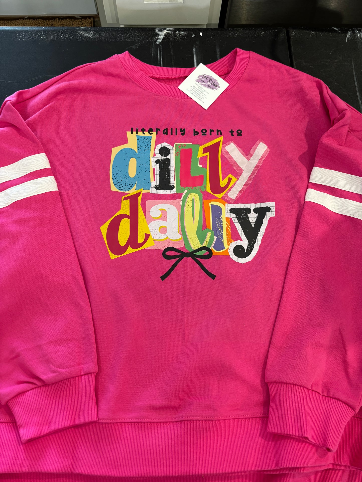 Dilly Dally Stripe Sleeve Sweatshirt