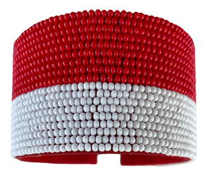 Red & White Beaded Cuff