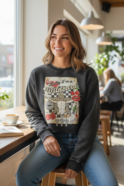 I'm A Wildcard Cropped Sweatshirt