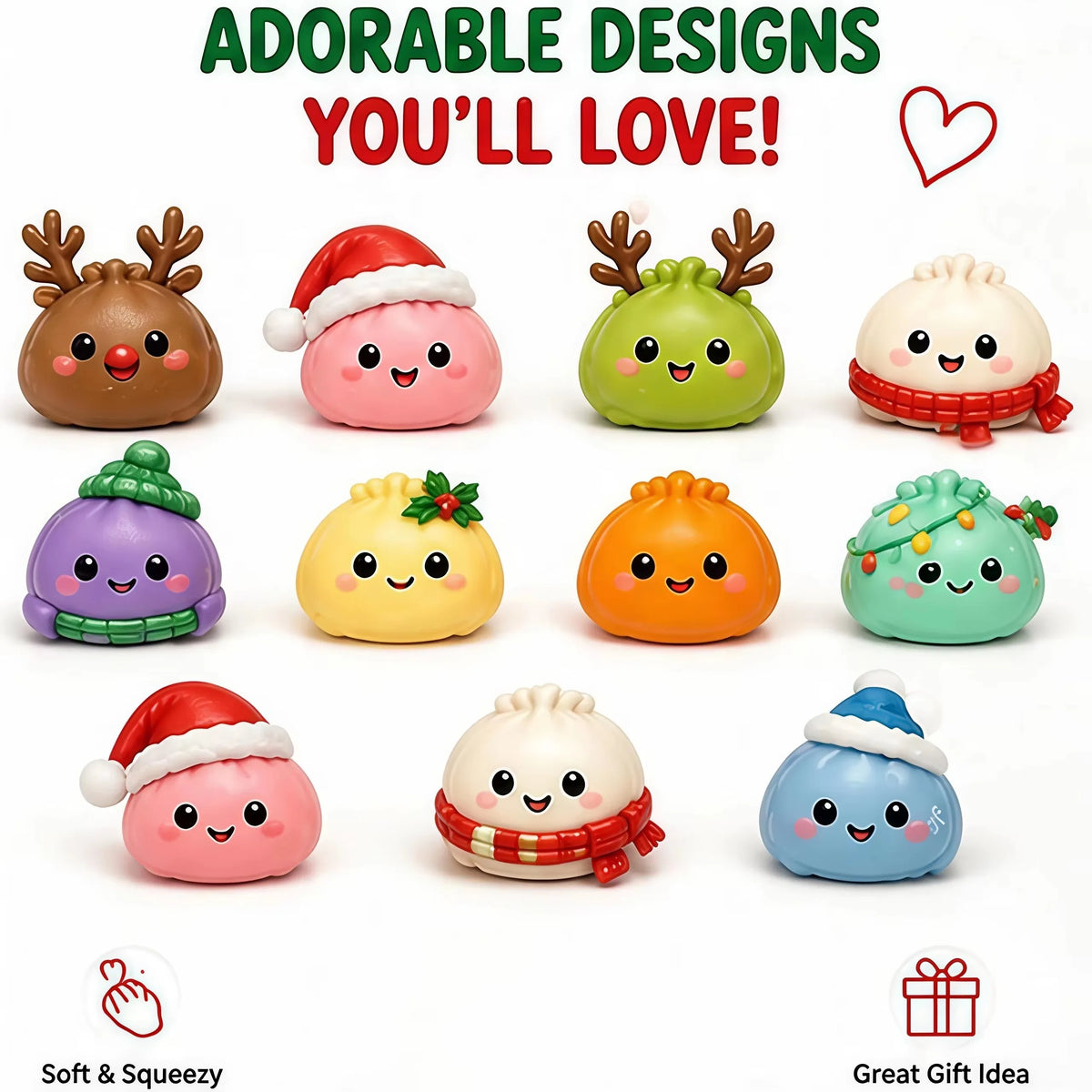 Christmas Squishies Advent Calendar 2026 24 Days Countdown Dumpling Squishy Stress Relief Squeeze Fidget Surprise Gift Blind Box