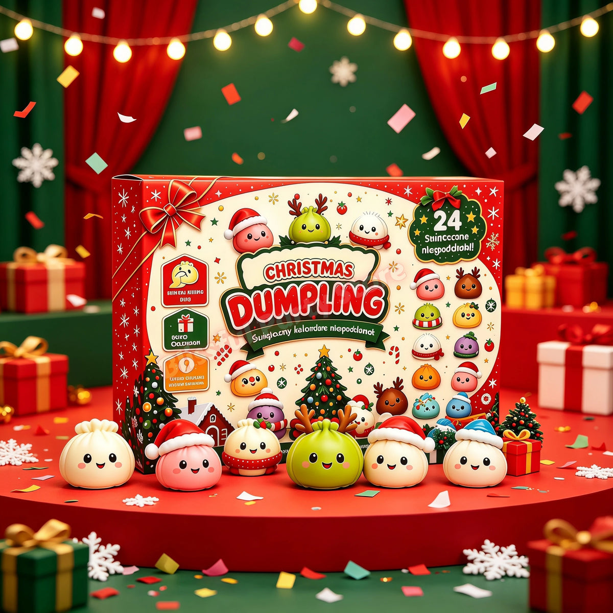 Christmas Squishies Advent Calendar 2026 24 Days Countdown Dumpling Squishy Stress Relief Squeeze Fidget Surprise Gift Blind Box