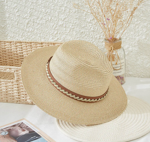 Straw Hat with Woven Band