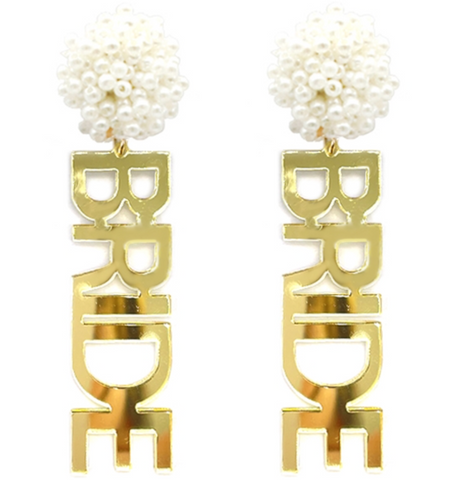 Bride Gold Acrylic Earrings