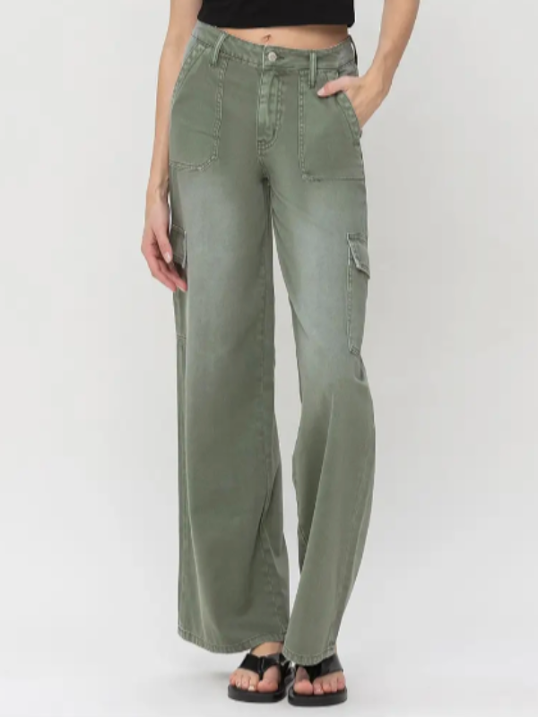 SALLI HIGH RISE CARGO WIDE LEG JEANS