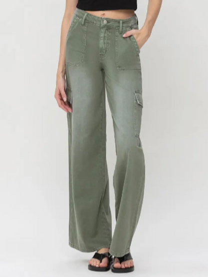 SALLI HIGH RISE CARGO WIDE LEG JEANS