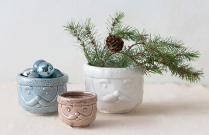 Stoneware Santa Containers