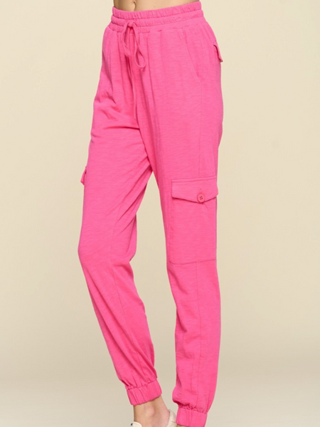 pink cargo joggers
