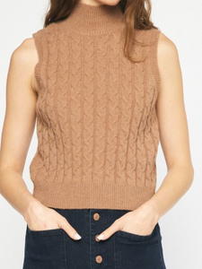 cable knit sleeveless sweater