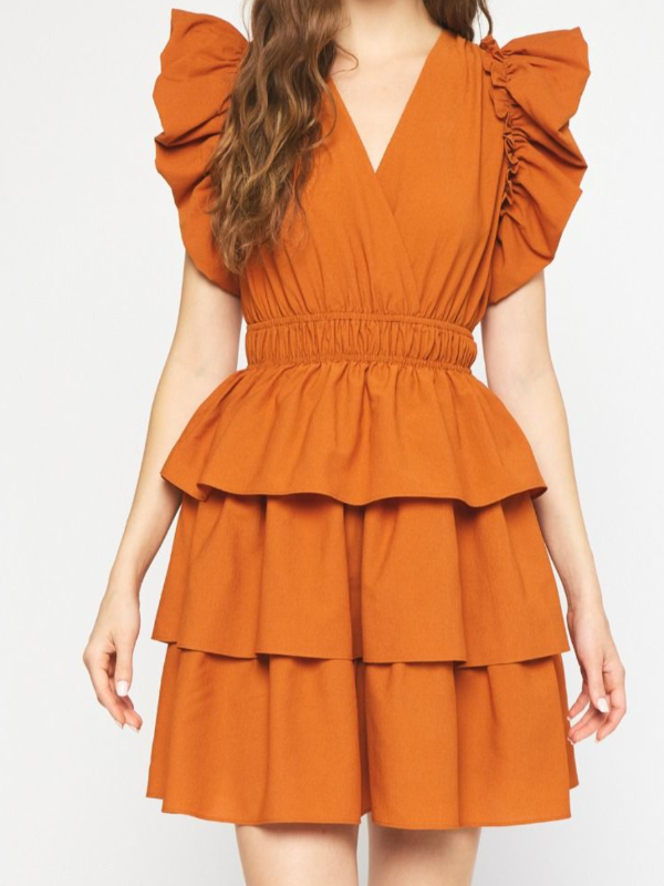 pumpkin ruffled dress