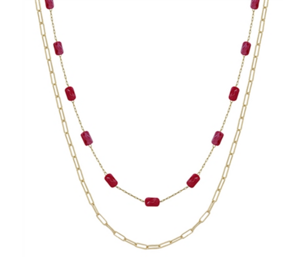 Gold Beaded Double Layer Necklace
