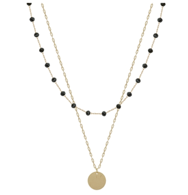 Crystal Necklace with Coin Accent