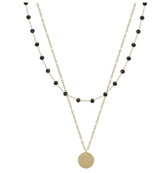 Crystal Necklace with Coin Accent