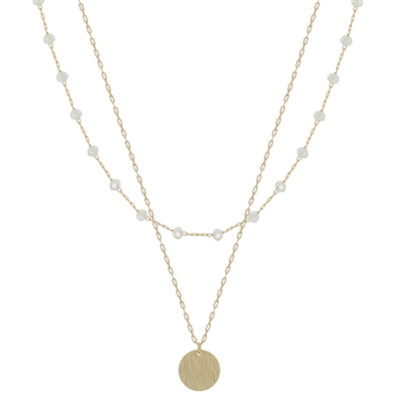 Crystal Necklace with Coin Accent