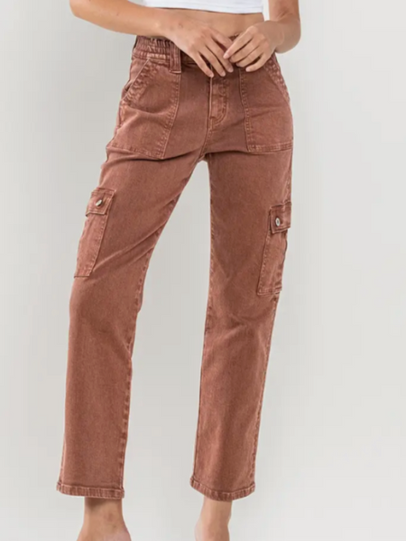 red brick cargo jeans