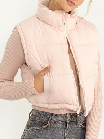 pink puffer vest