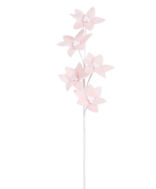 Pink Felt Poinsettia Spray