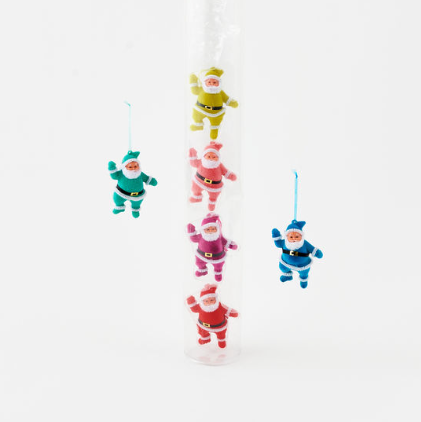 Flocked Santa Ornament
