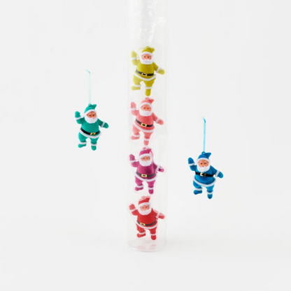 Flocked Santa Ornament