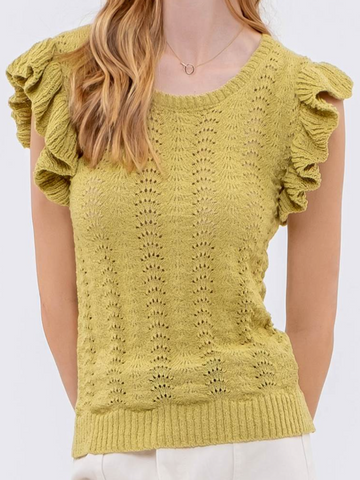 green short sleeve sweater