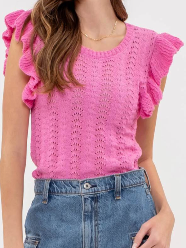 pink short sleeve sweater