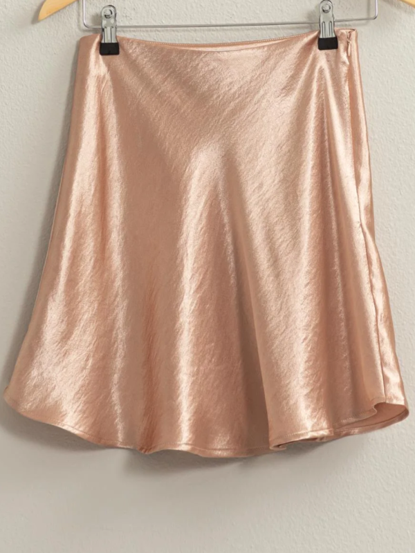 tan satin mini skirt