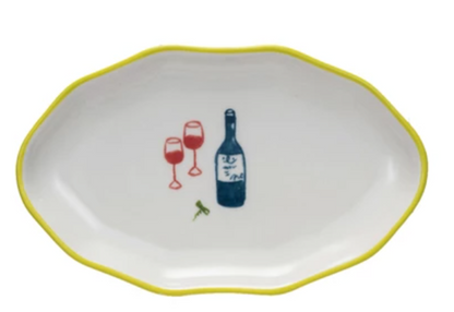 Hand Painted Stoneware Bistro Dish