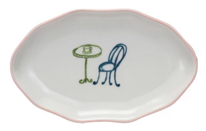 Hand Painted Stoneware Bistro Dish