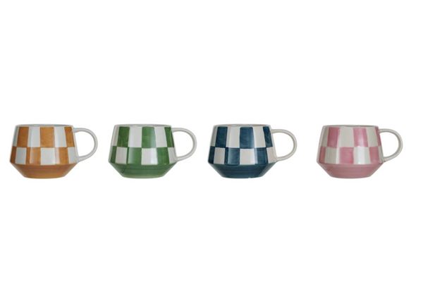 Stoneware Mug with Check Pattern