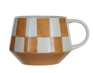 Stoneware Mug with Check Pattern