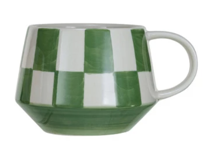 Stoneware Mug with Check Pattern