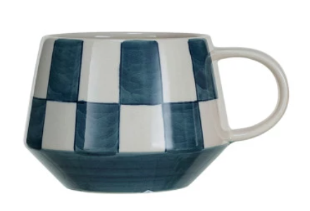 Stoneware Mug with Check Pattern