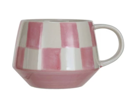 Stoneware Mug with Check Pattern