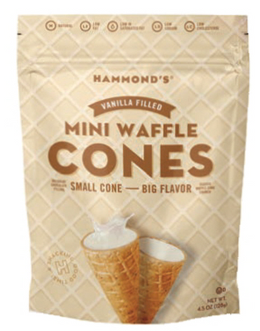 White Chocolate Filled Mini Waffle Cones