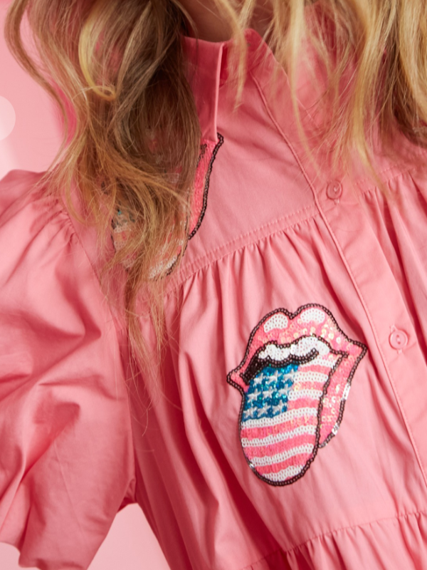 Rolling Stones Poplin Tiered Dress