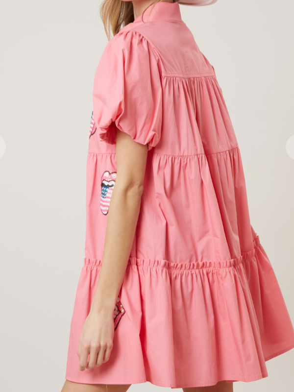 Rolling Stones Poplin Tiered Dress
