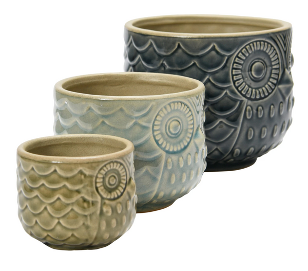 Stoneware Owl Containers