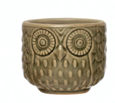 Stoneware Owl Containers