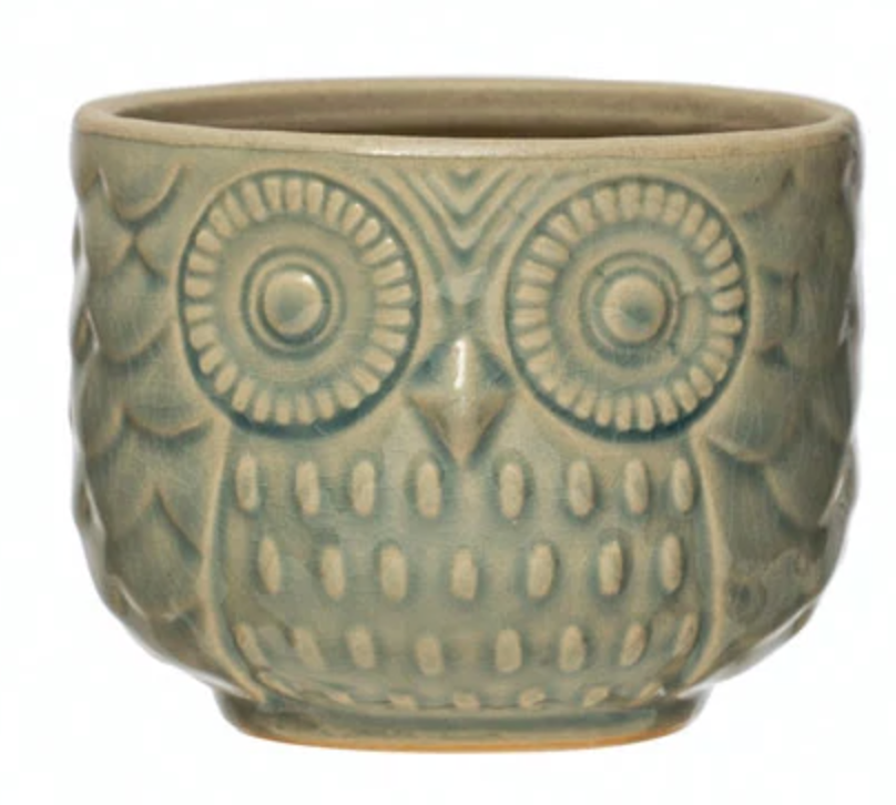 Stoneware Owl Containers