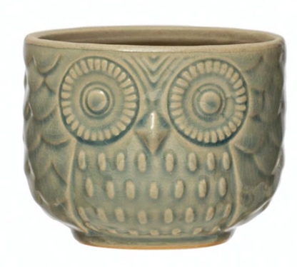 Stoneware Owl Containers